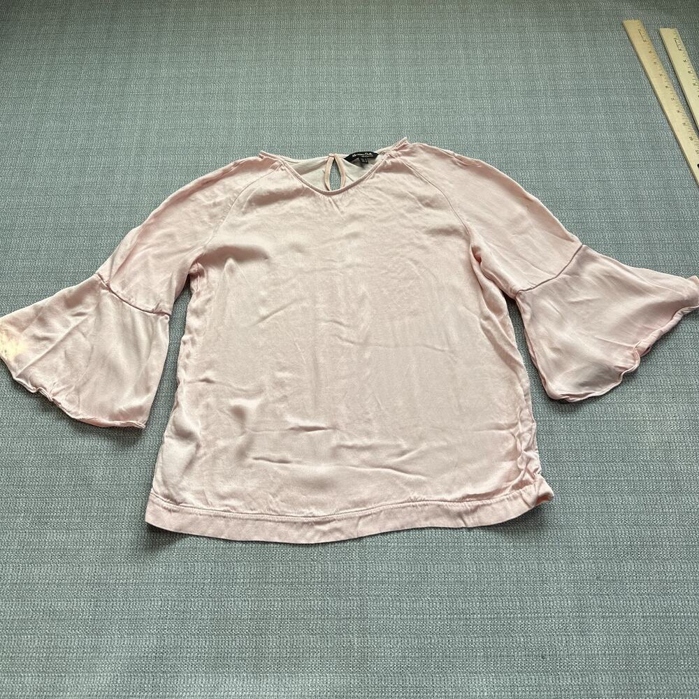 Massimo Dutti Shirt Womens Small Pink Pullover Bell Sleeves‎ Romantic Feminine*